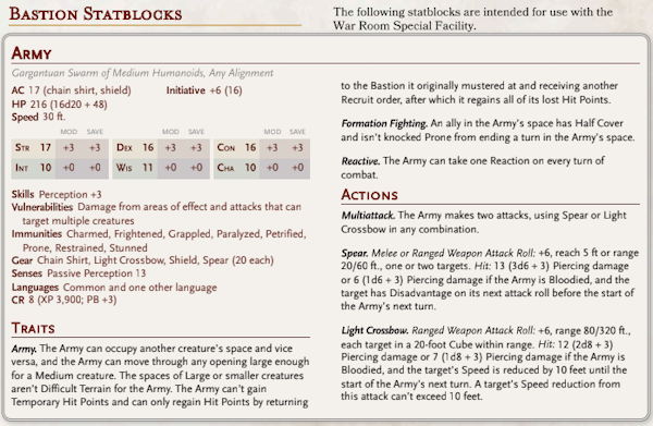 Bastion Statblock