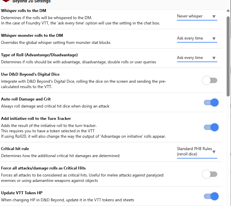Dnd Beyond Settings